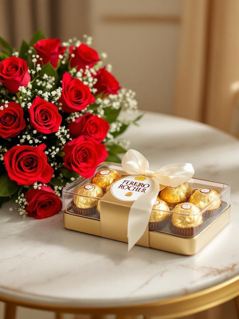 Red roses with Ferrero Rocher chocolate combo gift in Nepal