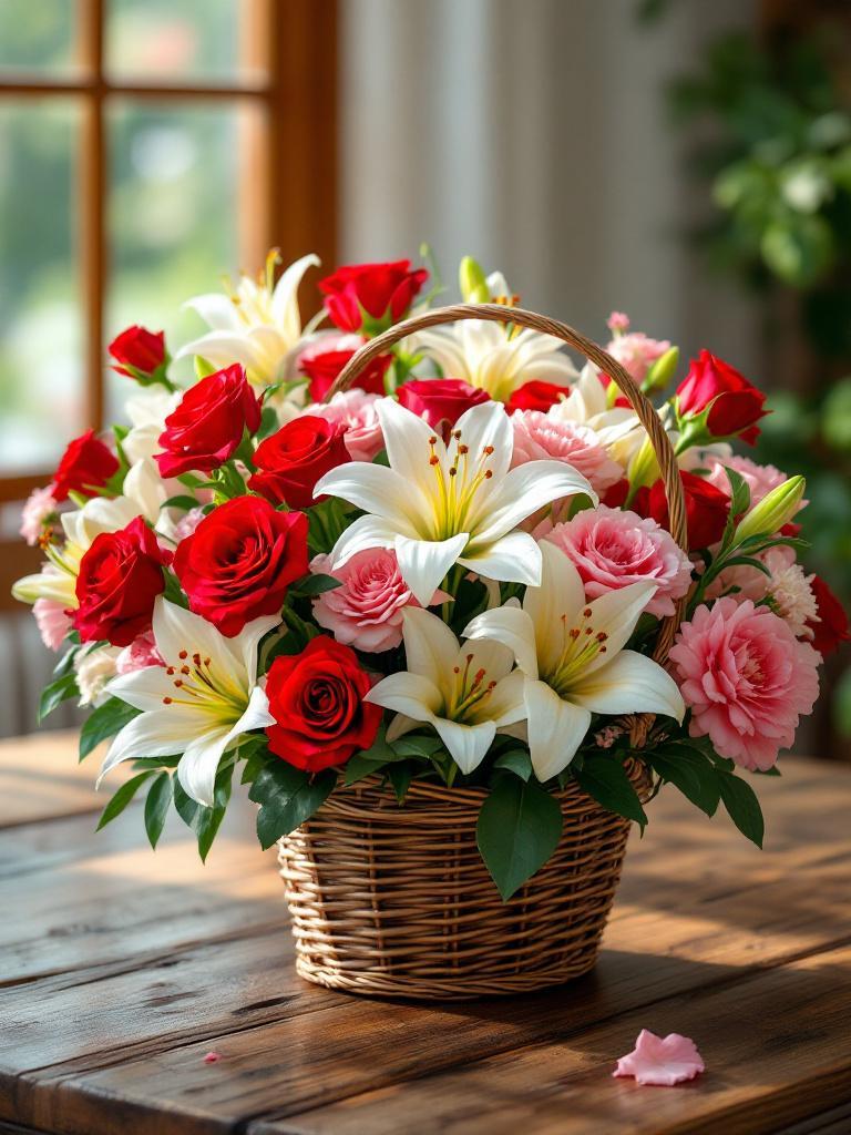  Seasonal flower basket arrangement for home delivery across Nepal 