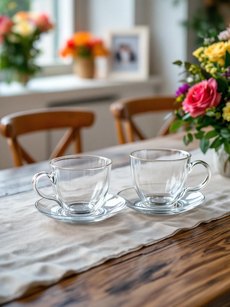 elegant glass cups Nepal   wedding glassware gift   tea cup set for newlyweds 