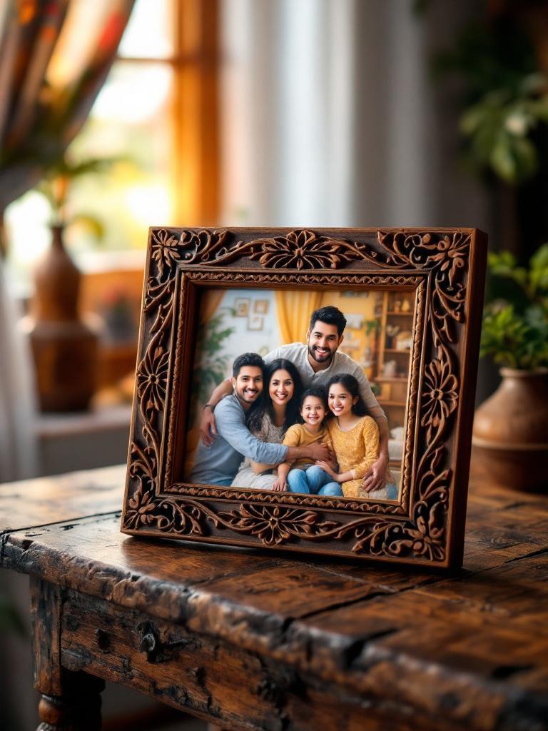 Handmade wooden photo frame Handmade wooden photo frame with authenticity certificate, perfect for displaying cherished memories – Giftmandu