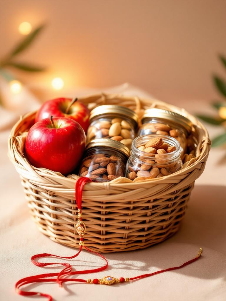 Healthy Rakhi gift hamper with dry fruits and fruits for brother in Nepal