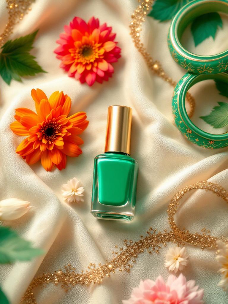 Shrawan green nail polish Nepal  Festive nail polish for Shrawan  Nepali traditional nail color  Green nail polish gift Nepal  Shrawan festival nail polish