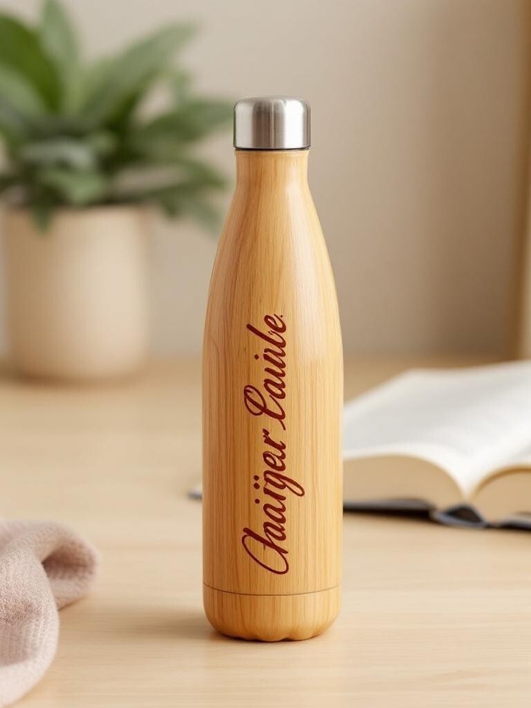 wooden water bottle Nepal  personalized wooden water bottle  custom engraved wooden bottle  wooden insulated bottle  eco-friendly wooden bottle