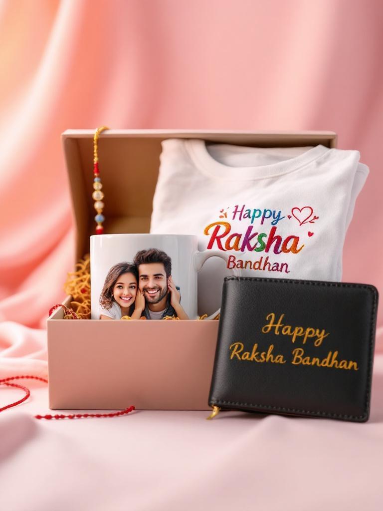 Personalized Rakhi gift set with mug and keyring for brother &ndash; last-minute delivery in Nepal