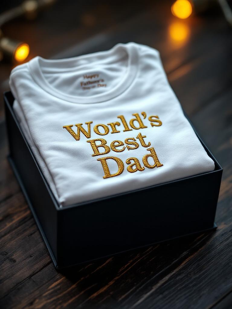 Custom t-shirt with personalized design for Father&rsquo;s Day, featuring a special quote or family photo.with personalized design for Father&rsquo;s Day, featuring a special quote or family photo