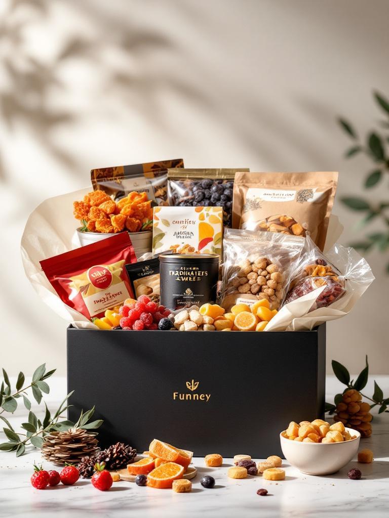 Luxury festive hamper with dry fruits, traditional sweets and premium packaged items &mdash; ideal for formal gifting
