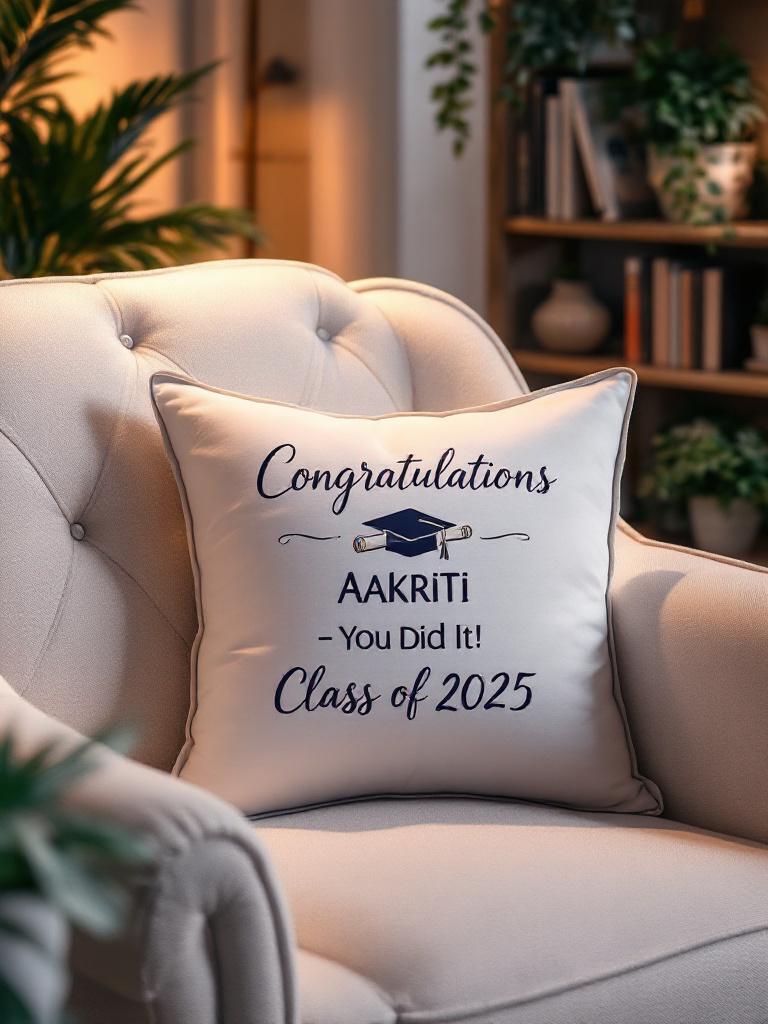 Personalized graduation cushion with name &ndash; soft gift for Class of 2025
