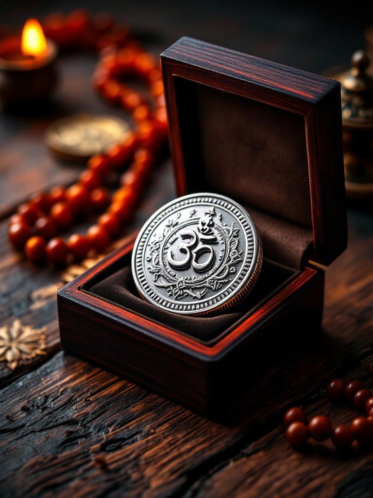 Pure silver coins Pure silver coins featuring religious or cultural symbols like Om and Ganesha, perfect for spiritual gifting – Giftmandu