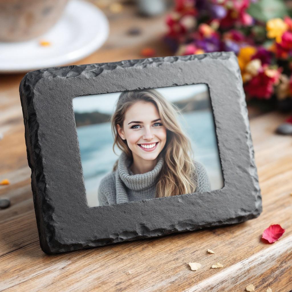 personalized stone slate Nepal  custom photo stone slate  engraved stone slate gift  custom slate photo frame  stone photo print Nepal